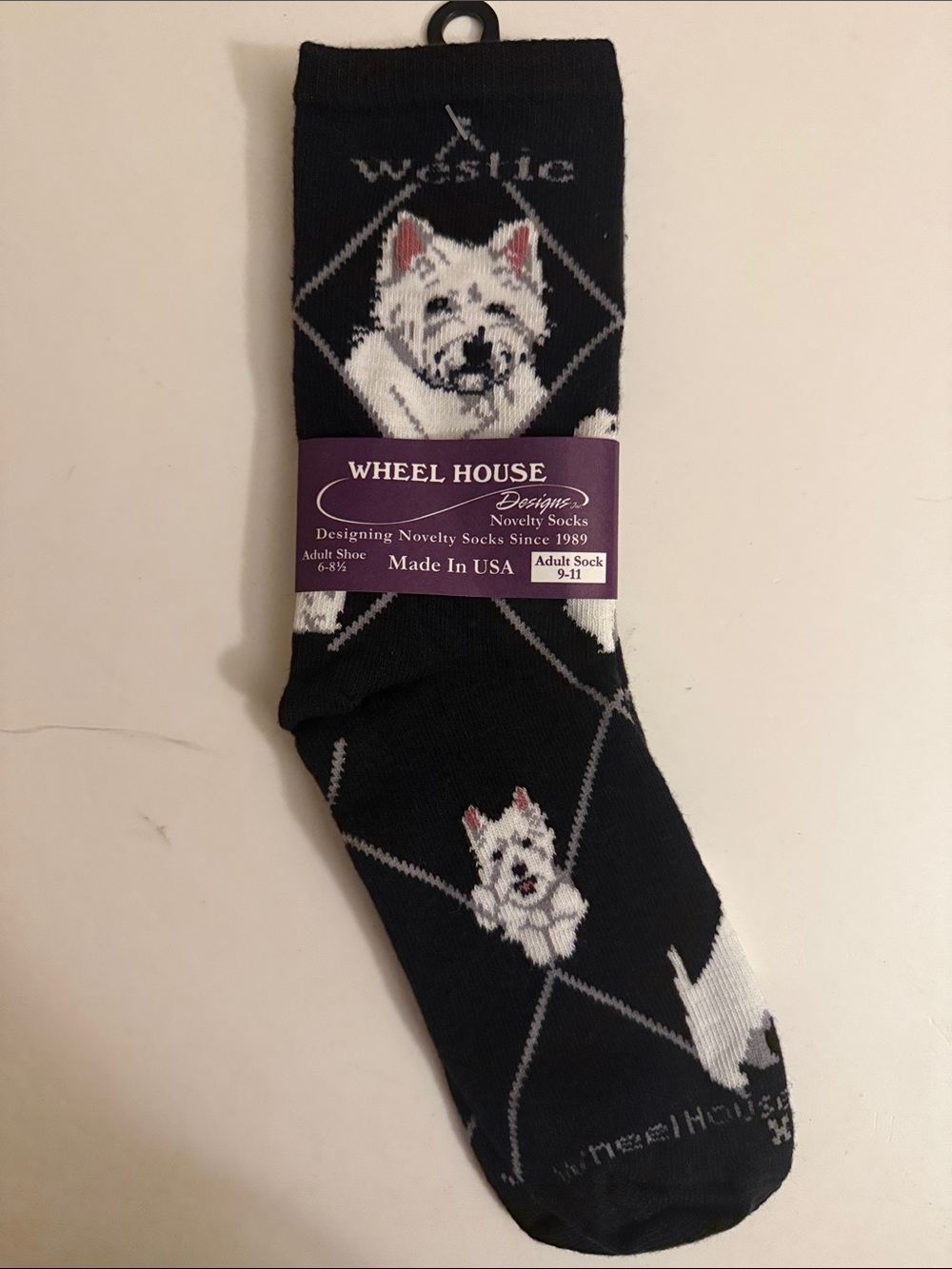 Black Westie Novelty Crew Socks